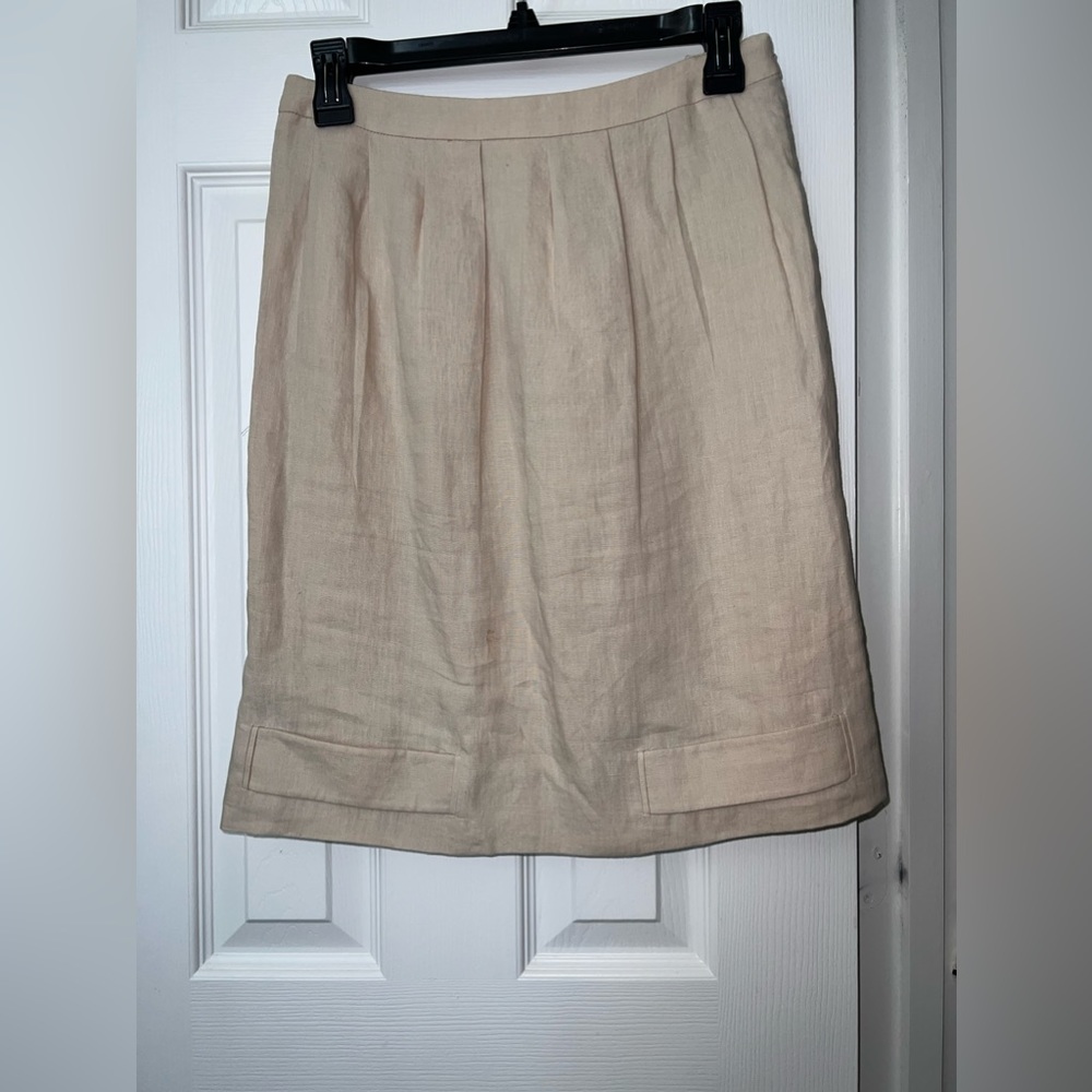 Luca Luca Khaki Linen Mini Skirt, Size 40